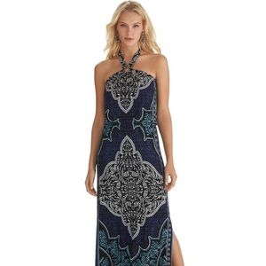 WHBM Sleeveless Printed Halter Maxi Dress